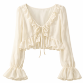 Cloud Kiss Ruffle Blouse Cardigan