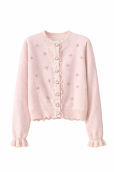 Korean Lace Patchwork Cropped Sweater