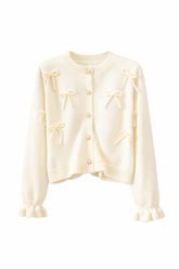 Bell Sleeve Bowknot Knit Cardigan