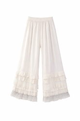 Cottagecore Lace Hem Cropped Pants