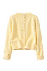 Gentle Pearl Button Bow Cardigan