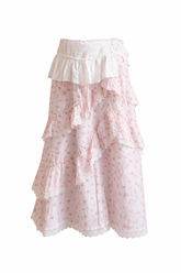 Coquette Bow Print Ruffle Cake Skirt