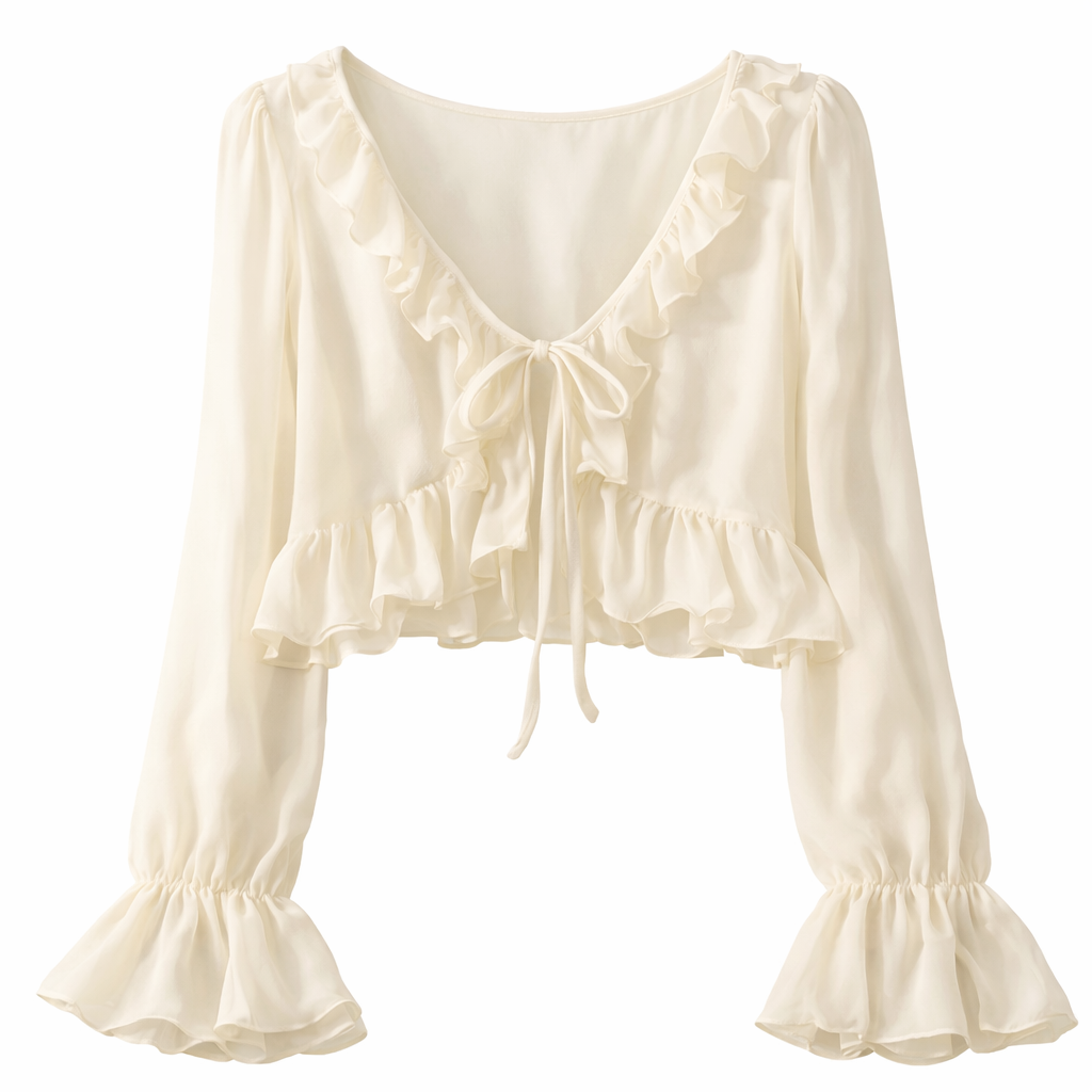 Cloud Kiss Ruffle Blouse Cardigan
