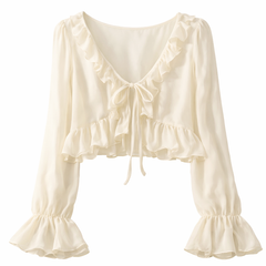 Cloud Kiss Ruffle Blouse Cardigan