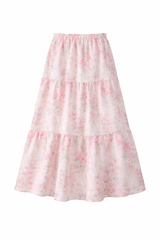 Fairy Style Floral Mesh Midi Skirt