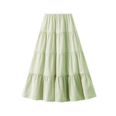 Striped Tiered Cake Midi Skirt