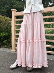 Sweet Polka Dot A-Line Midi Skirt