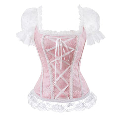 Blush Lace Puff Corset Top