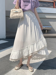 Irregular Pink Lace Patchwork Skirt