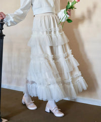 Multi-Layer Splicing Tulle Maxi Skirt