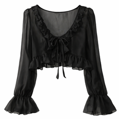 Cloud Kiss Ruffle Blouse Cardigan