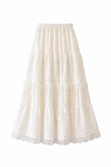 French Hollow Out Lace Maxi Skirt